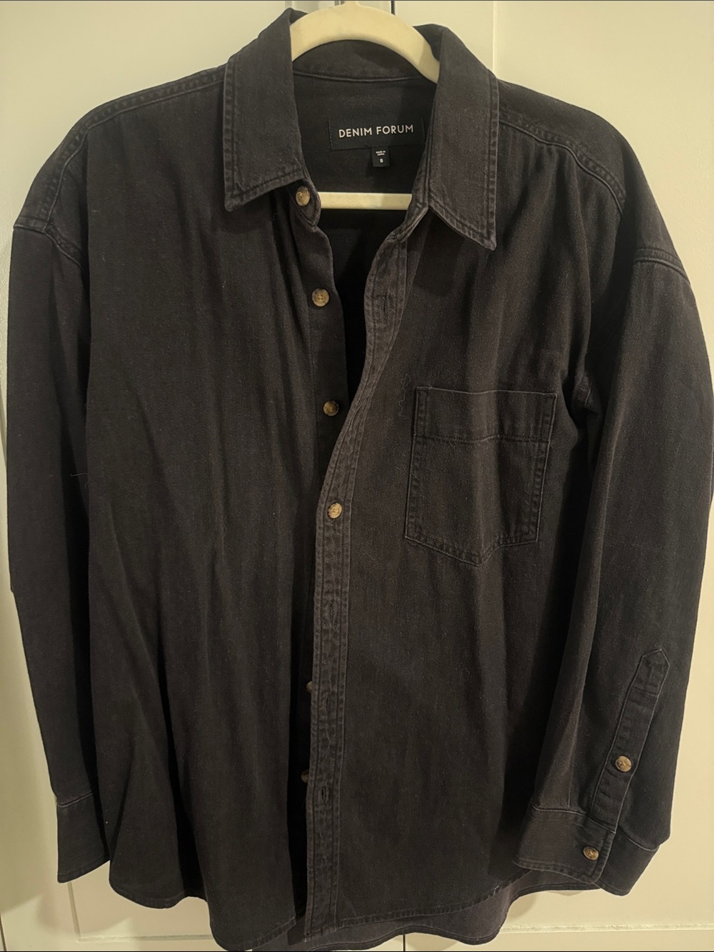 Denim Forum Black Button-Front Denim Shirt